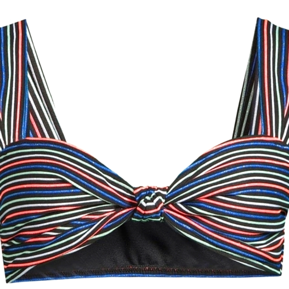 NWOT Sparkle Stripe Bikini Top